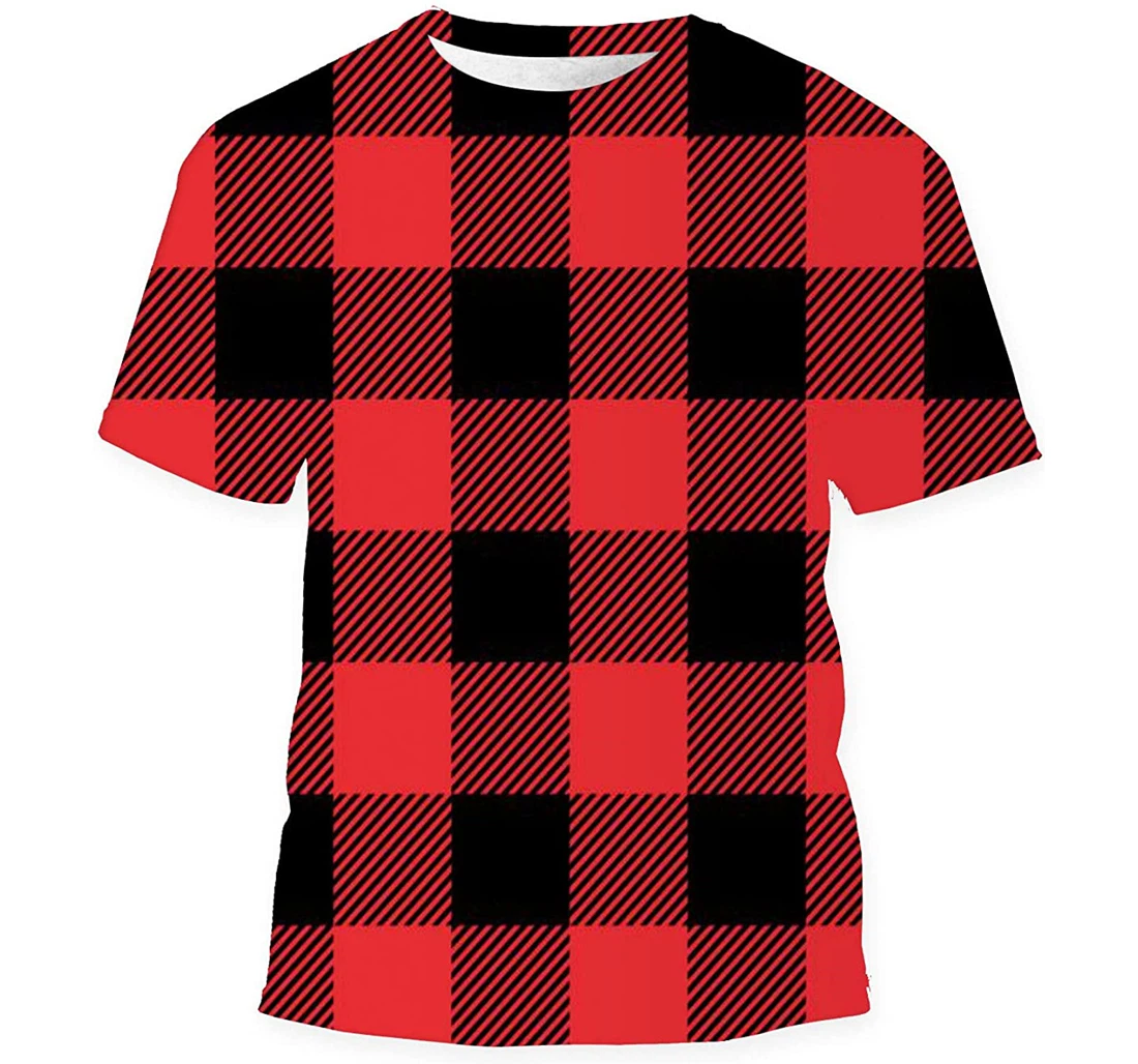 Red Tartan Plaid Abstract - 3D Printed T-shirt, Long Sleeves Shirt