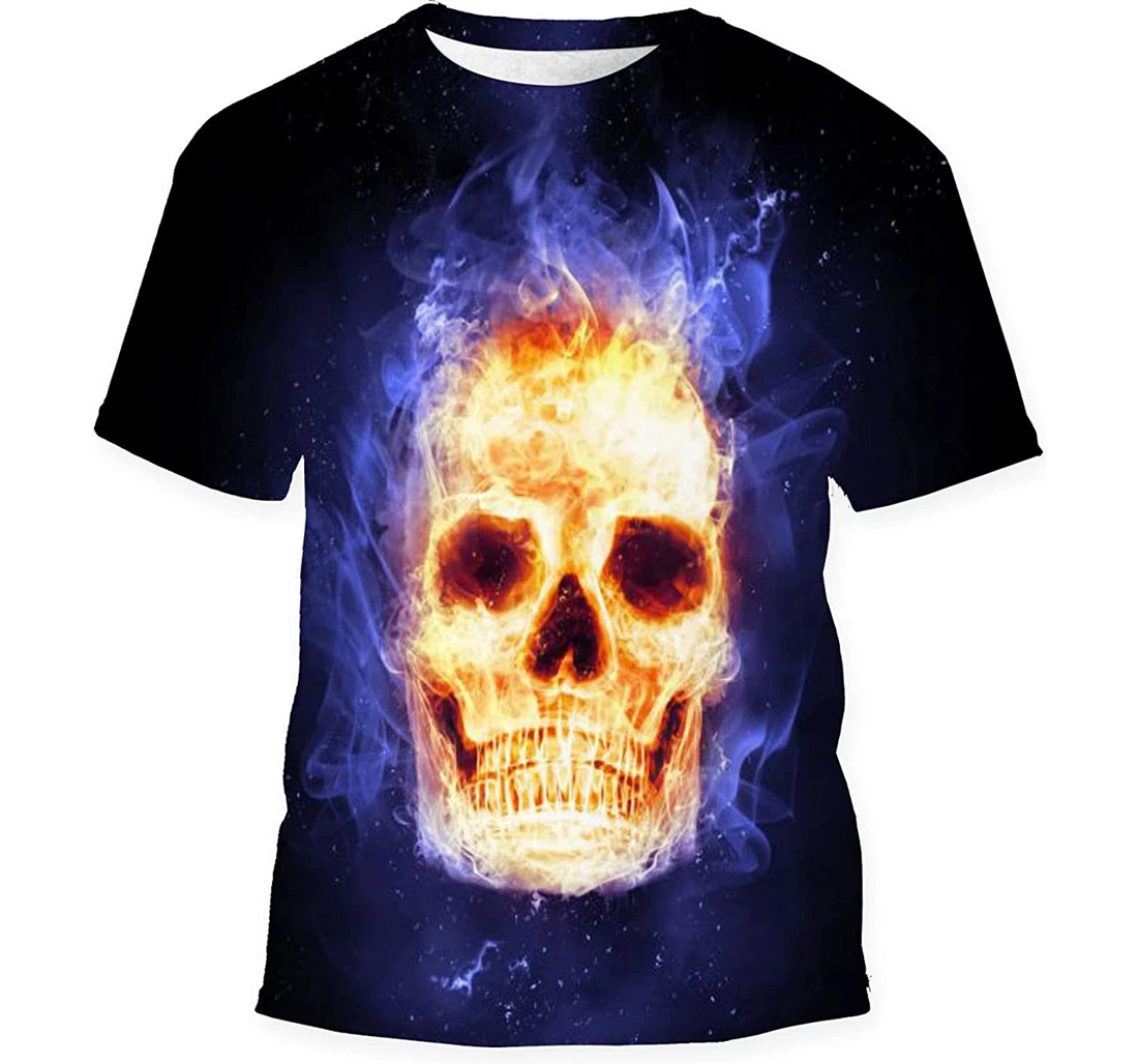 Halloween Background Skull Spooky Night - 3D Printed T-shirt, Long Sleeves Shirt