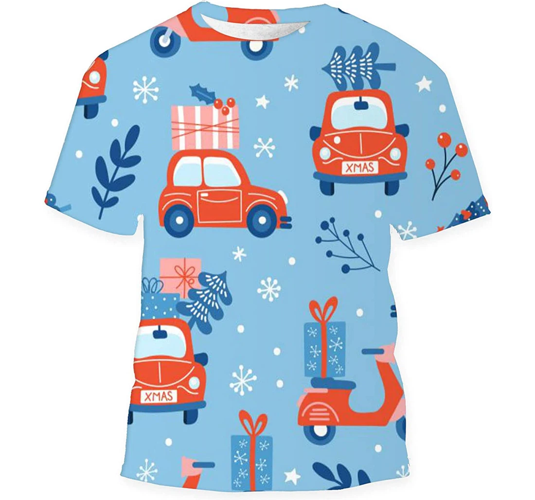 Christmas Holiday Childish Background - 3D Printed T-shirt, Long Sleeves Shirt