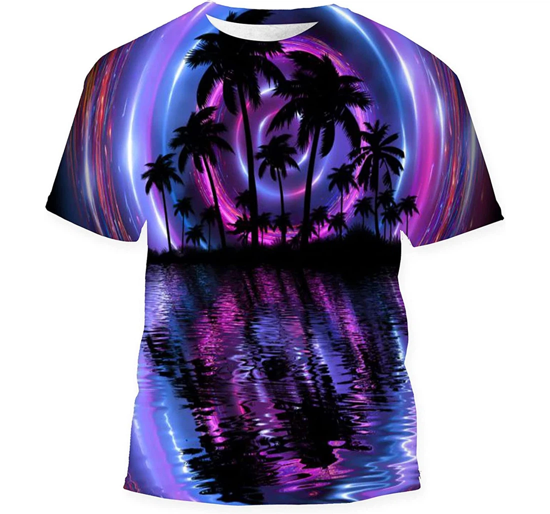 Empty Tropical Background Night Sea Beach - 3D Printed T-shirt, Long Sleeves Shirt