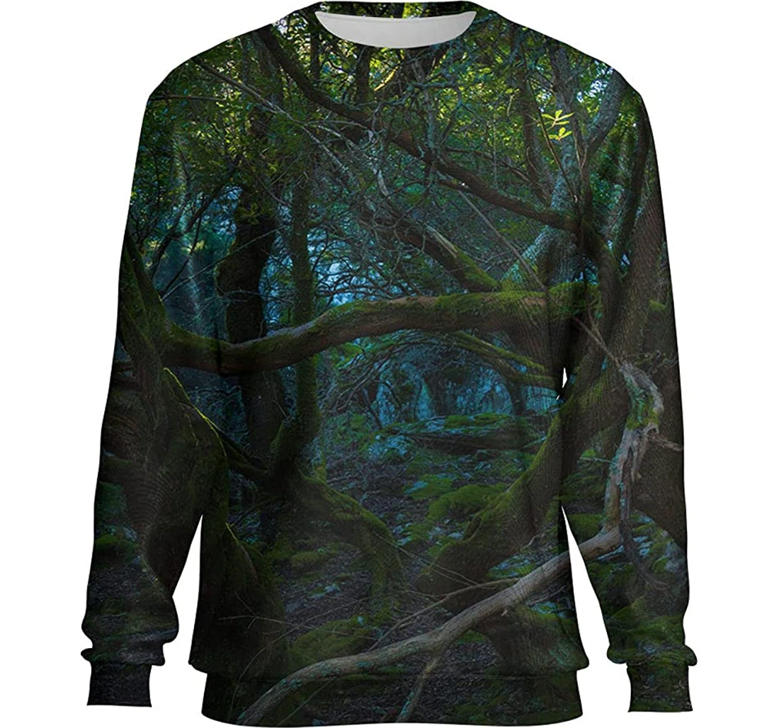 Branches Natural Yew Trees Moss Forest - 3D Printed T-shirt, Long Sleeves Shirt