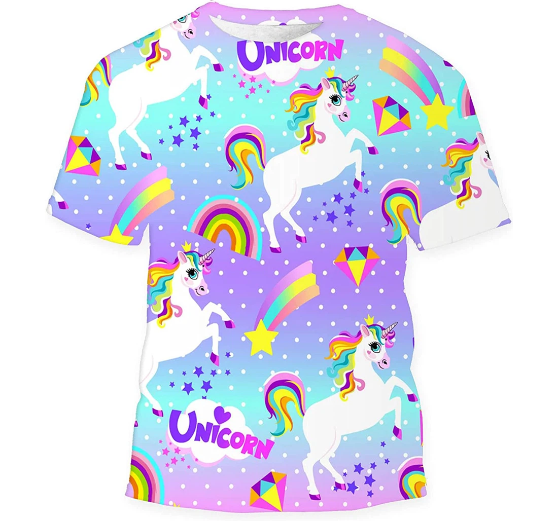 Fashion Abstract Unicorn Hearts - 3D Printed T-shirt, Long Sleeves Shirt