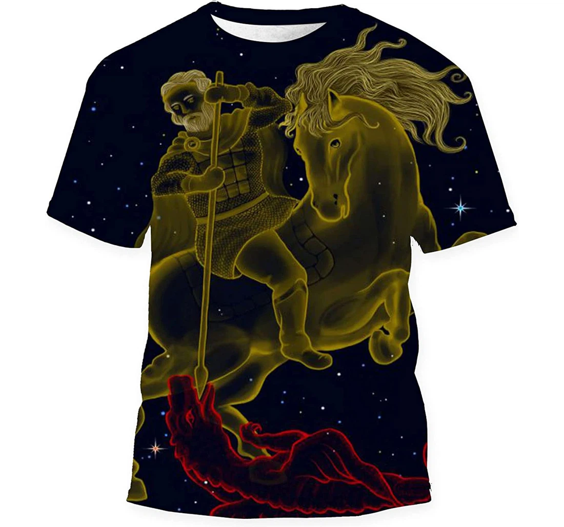 St George Killing Dragon - 3D Printed T-shirt, Long Sleeves Shirt