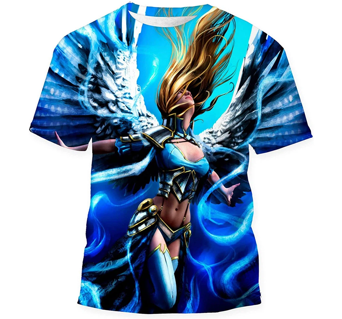 Beautiful Angel Girl Spread Wings Flies - 3D Printed T-shirt, Long Sleeves Shirt