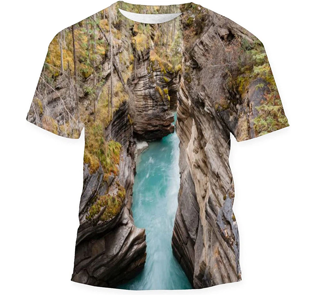 Sunwapta Falls Jasper National Park Alberta - 3D Printed T-shirt, Long Sleeves Shirt