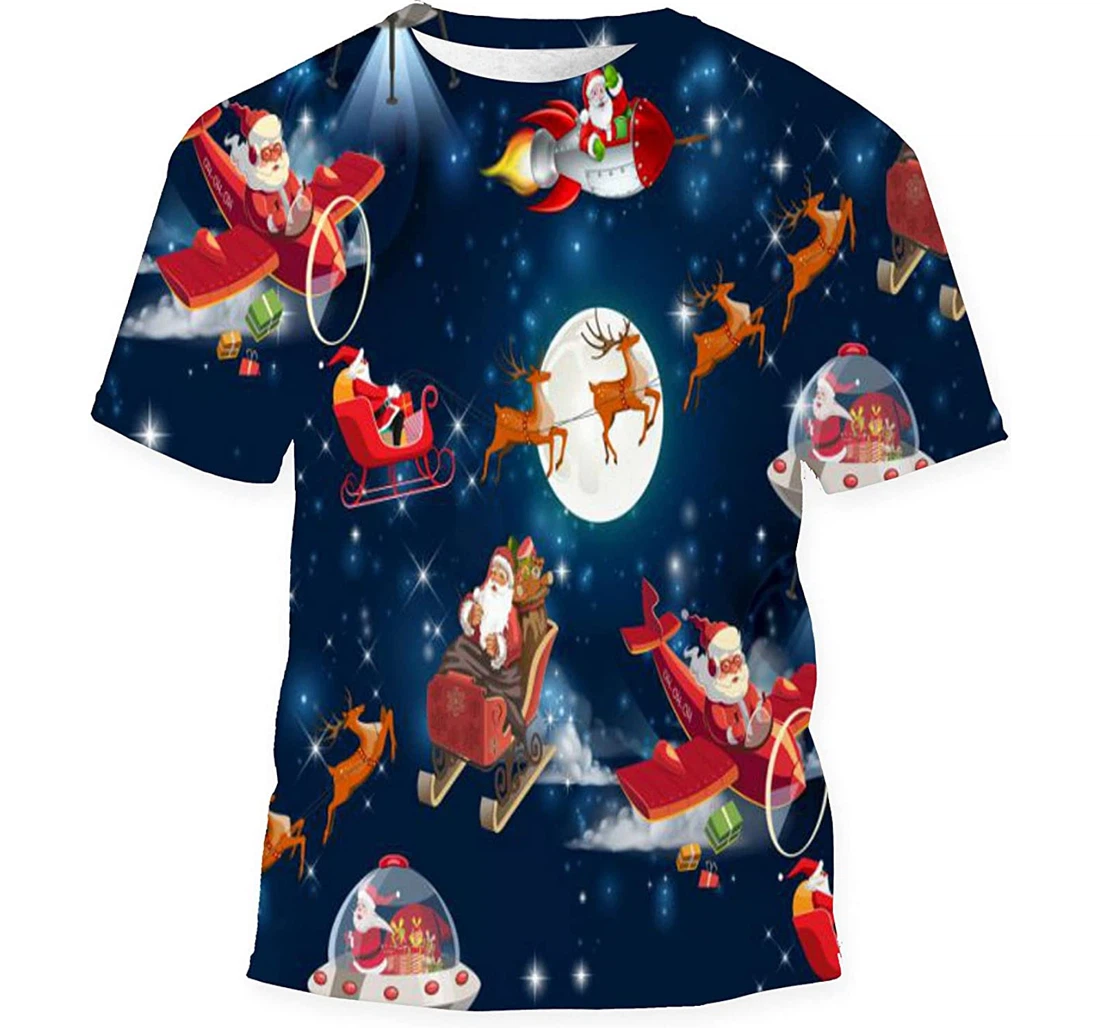 Christmas Space Noel Santa - 3D Printed T-shirt, Long Sleeves Shirt