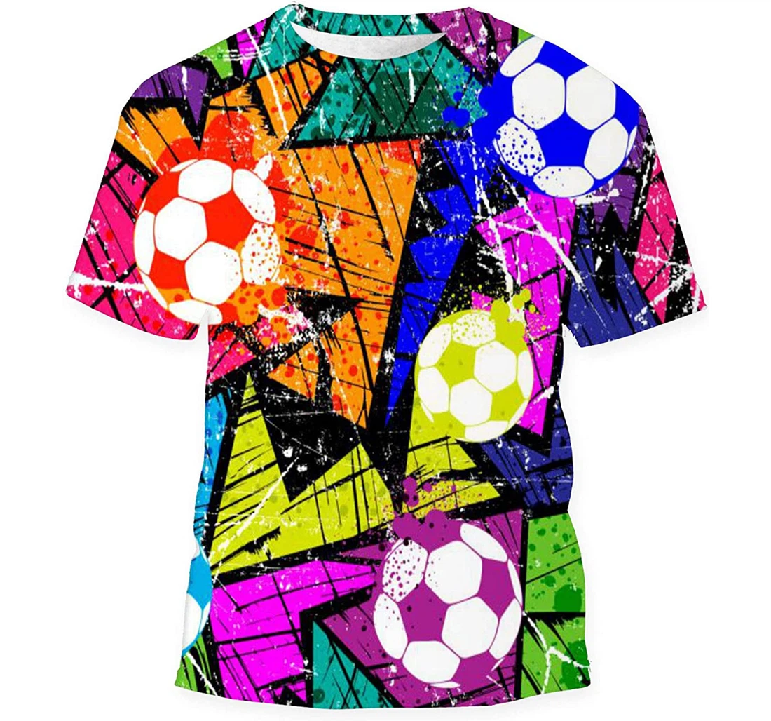 Textile Football Doodle Grunge - 3D Printed T-shirt, Long Sleeves Shirt