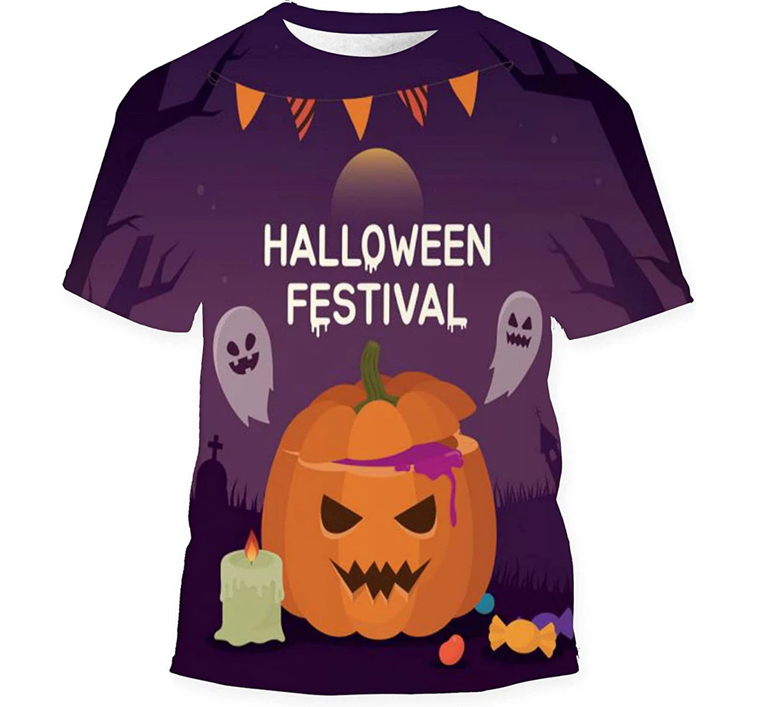 Halloween Festival On Terrifying Night - 3D Printed T-shirt, Long Sleeves Shirt