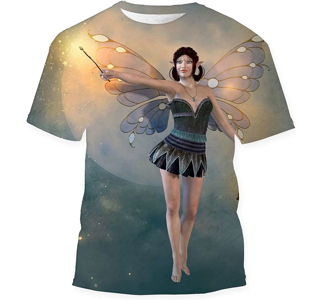 Rendering Charming Enchanting Fairy Wings - 3D Printed T-shirt, Long Sleeves Shirt