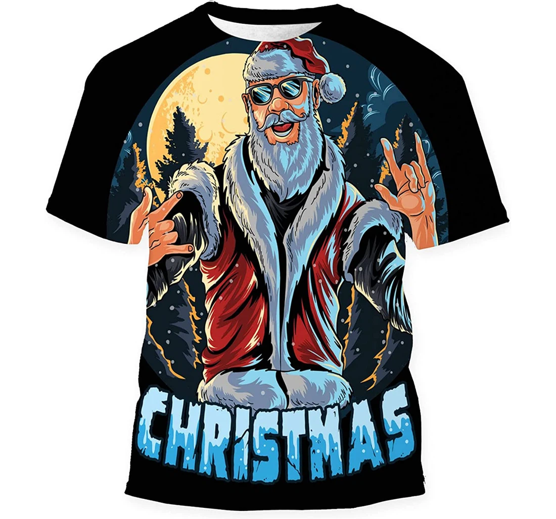 Santa Claus Wears Glasses Vest Christmas - 3D Printed T-shirt, Long Sleeves Shirt