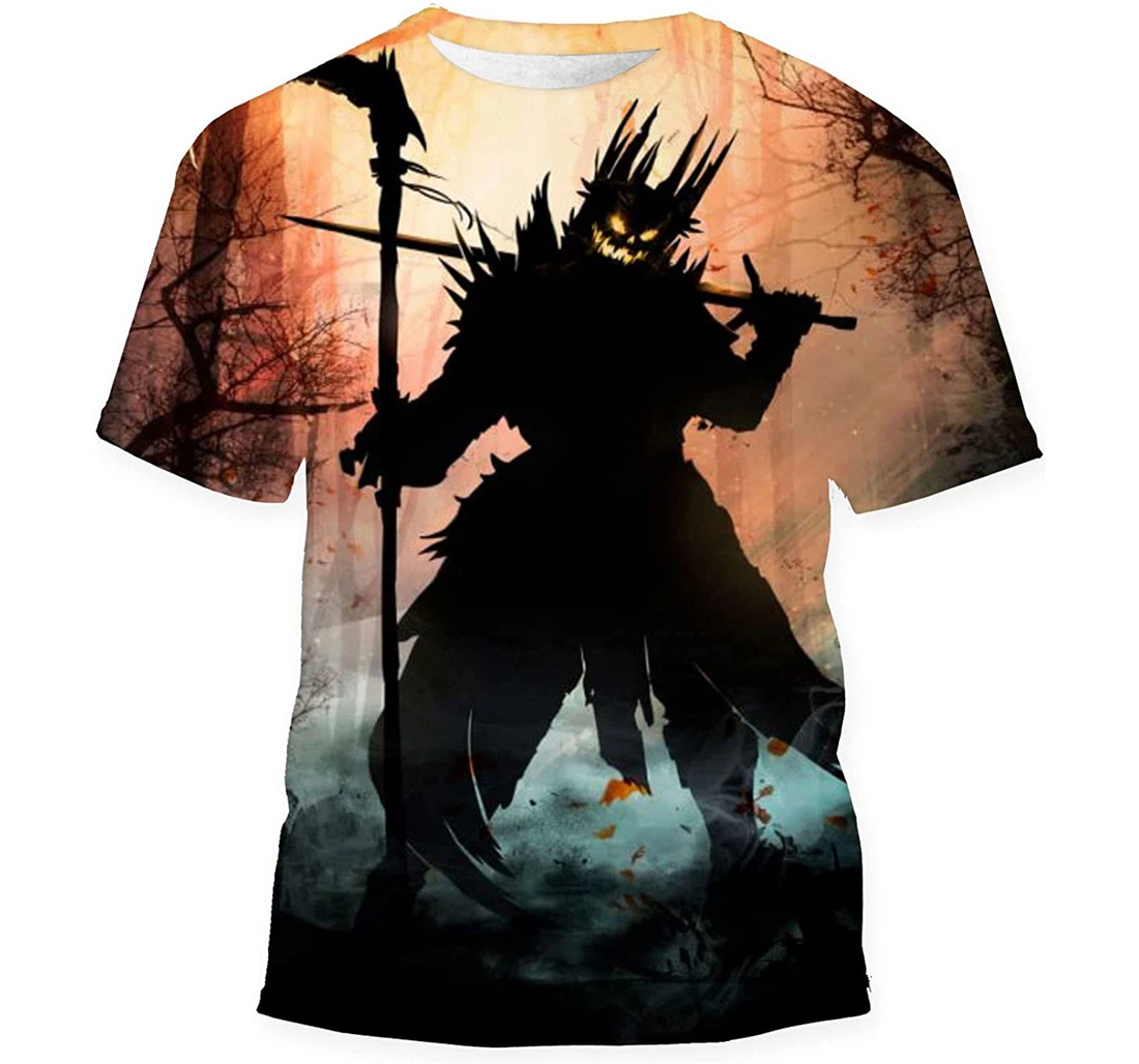 Terrible Monster Sinister Smile Glowing Eyes - 3D Printed T-shirt, Long Sleeves Shirt
