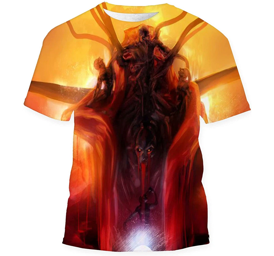 Summoned Evil Hellish Horror Statue Monument - 3D Printed T-shirt, Long Sleeves Shirt