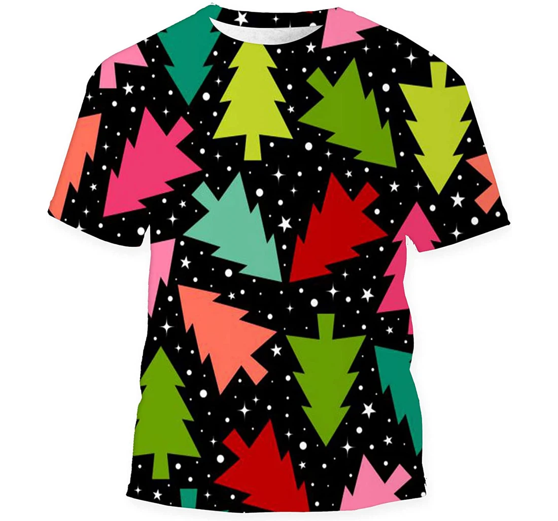 Colorful Pine Trees Christmas - 3D Printed T-shirt, Long Sleeves Shirt