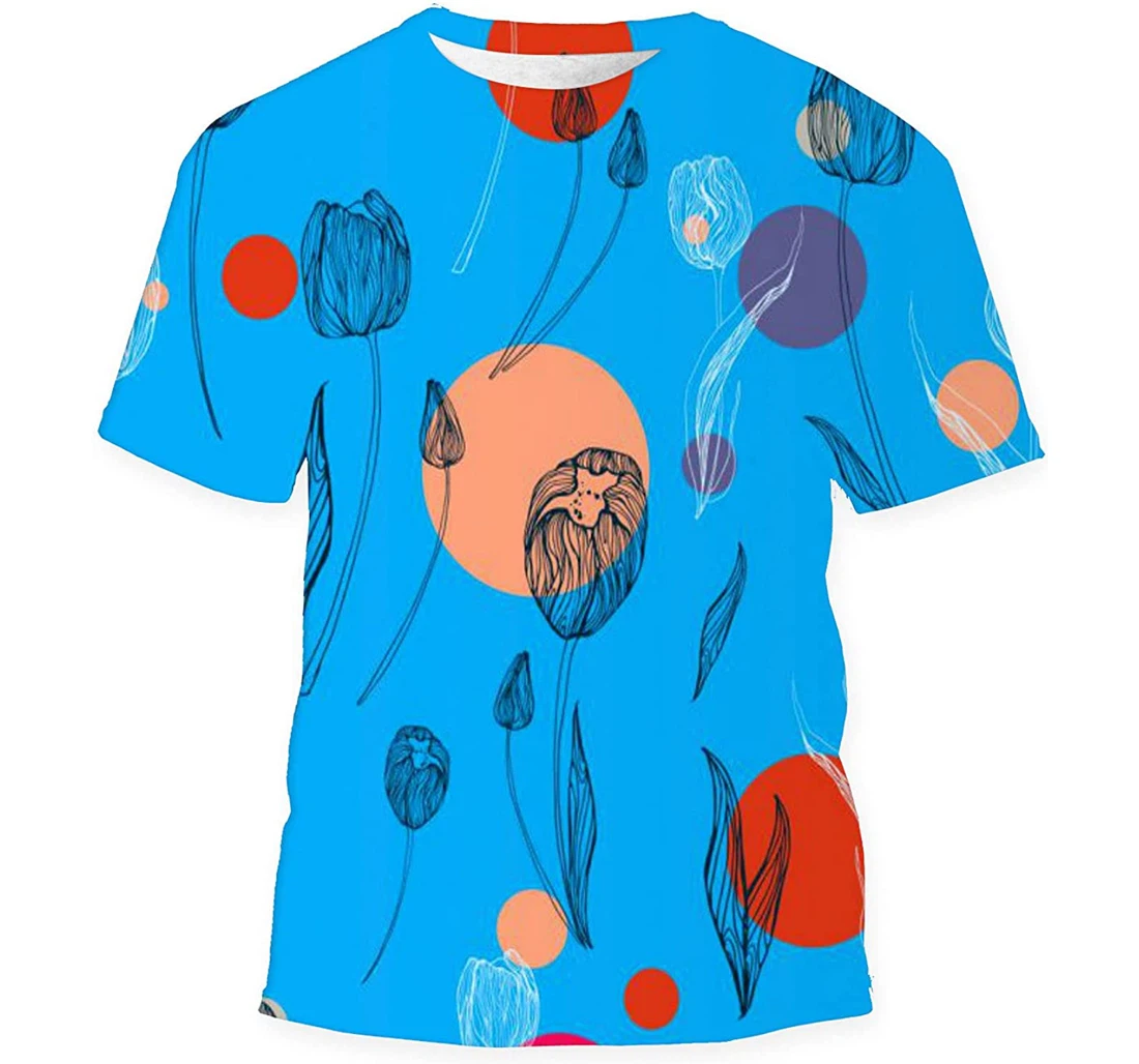 Handpainted Tulips On Colorful - 3D Printed T-shirt, Long Sleeves Shirt