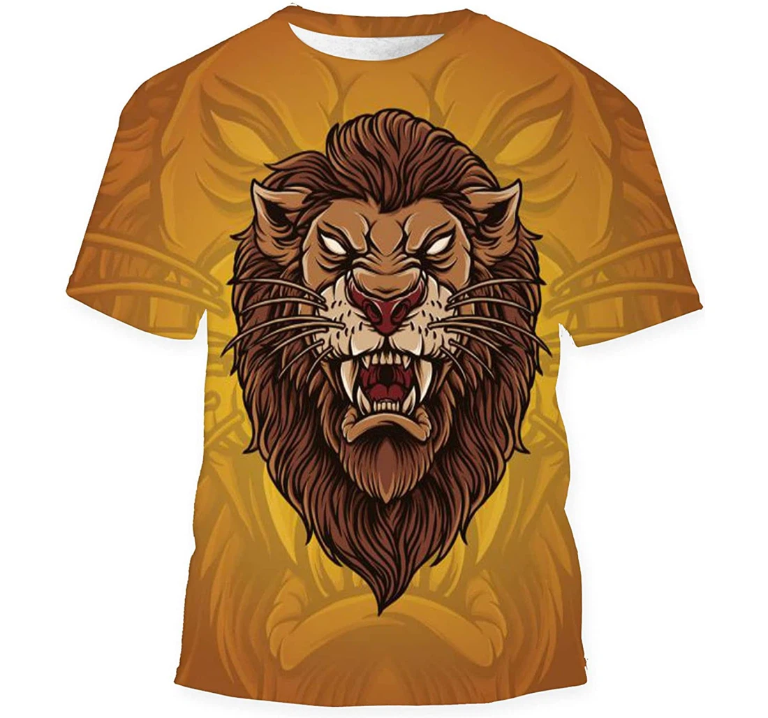 Lion Head Mascot Logo Icon - 3D Printed T-shirt, Long Sleeves Shirt