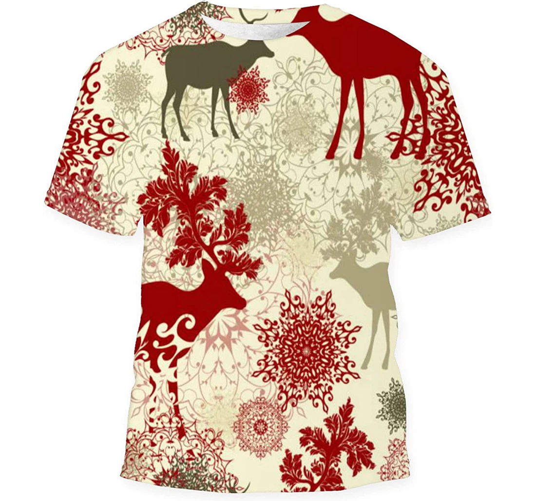 Retro Christmas Background - 3D Printed T-shirt, Long Sleeves Shirt