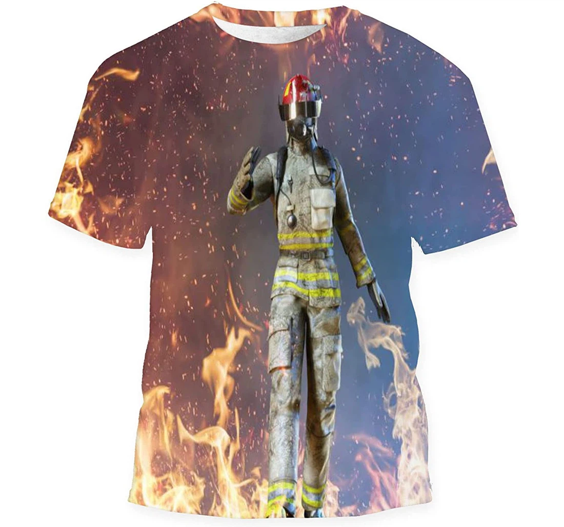 Brave Fireman Fire - 3D Printed T-shirt, Long Sleeves Shirt