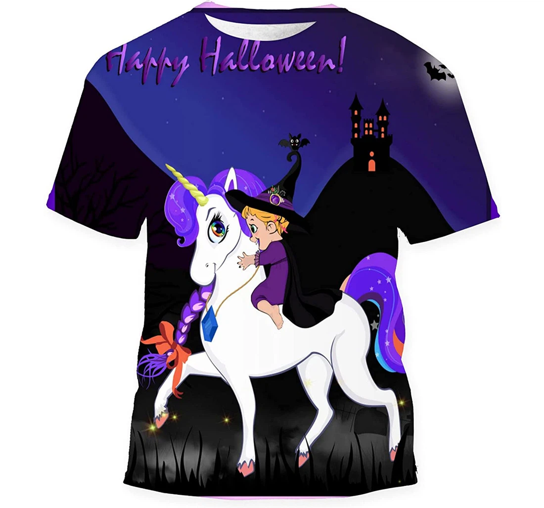 Happy Halloween Cartoon Greeting Card Cute - 3D Printed T-shirt, Long Sleeves Shirt