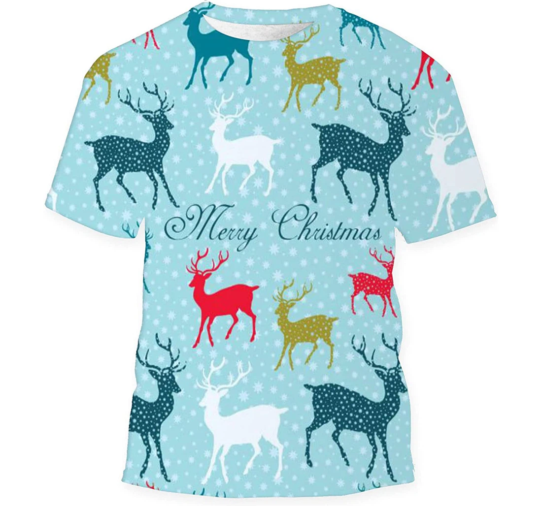 Christmas Deers - 3D Printed T-shirt, Long Sleeves Shirt