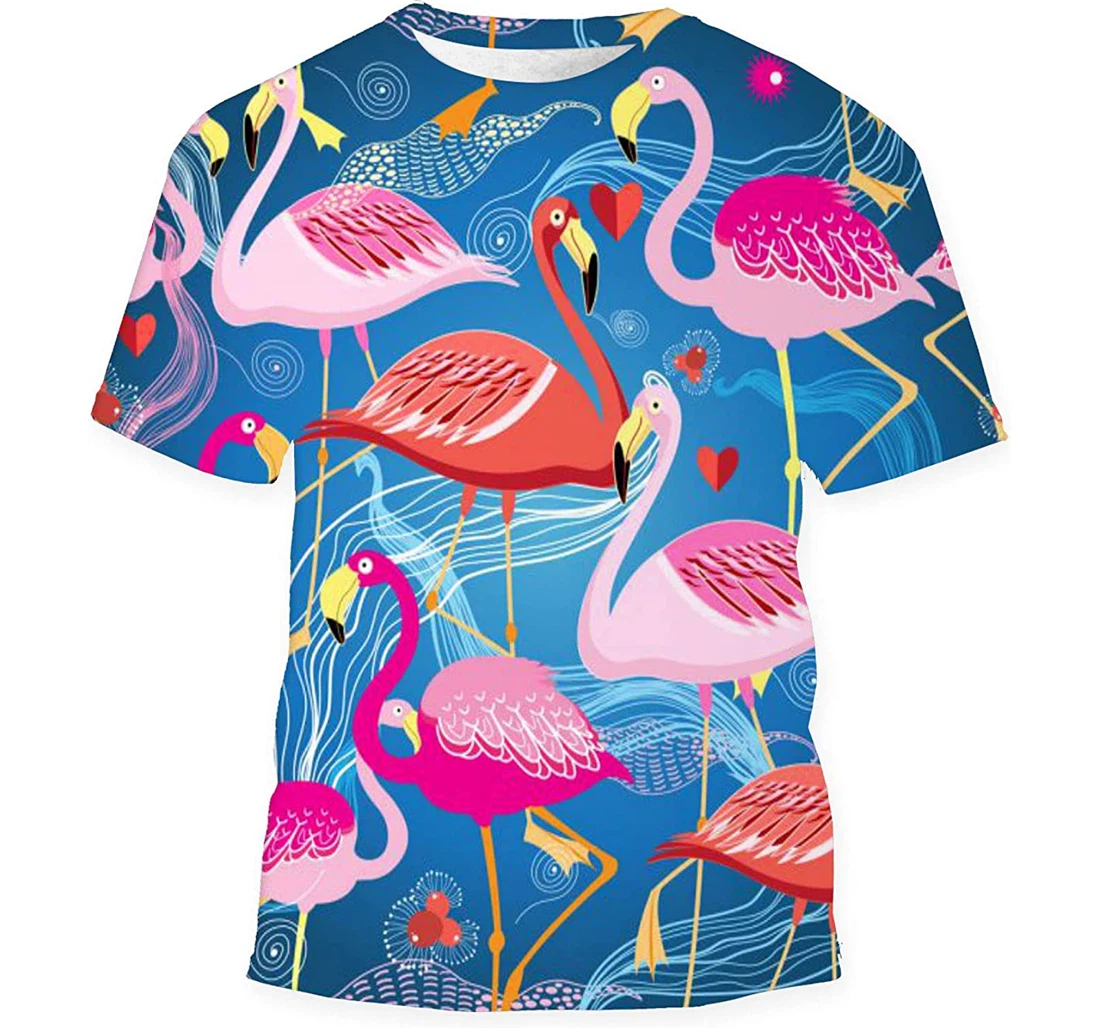 Beautiful Graphic Different Flamingo On - 3D Printed T-shirt, Long Sleeves Shirt