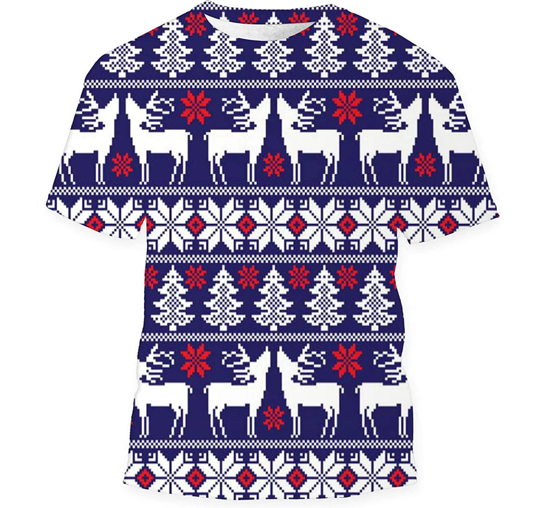 New Years Christmas Pixel Card - 3D Printed T-shirt, Long Sleeves Shirt