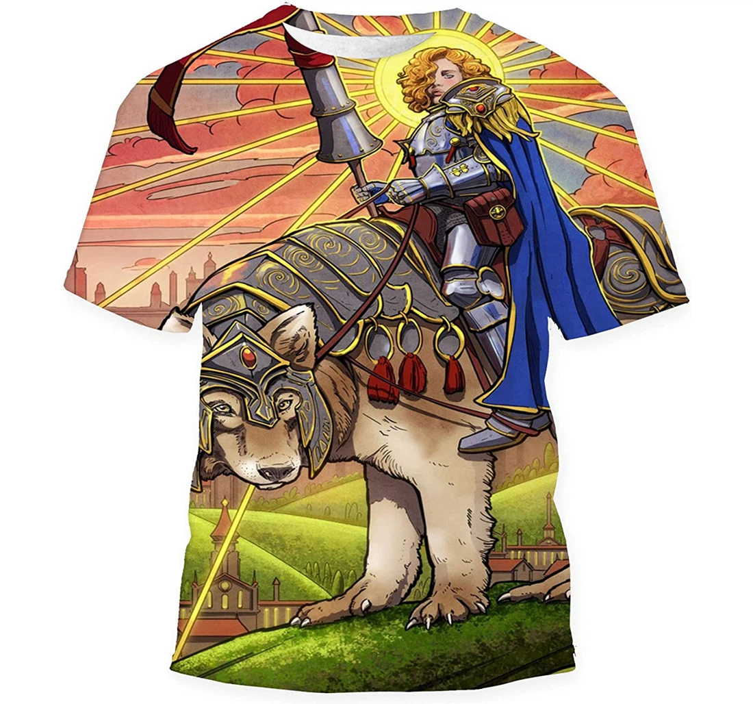 Beautiful Female Knight Huge Lance Curly - 3D Printed T-shirt, Long Sleeves Shirt