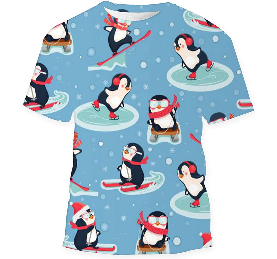 Penguins Cute Animals Leisure - 3D Printed T-shirt, Long Sleeves Shirt