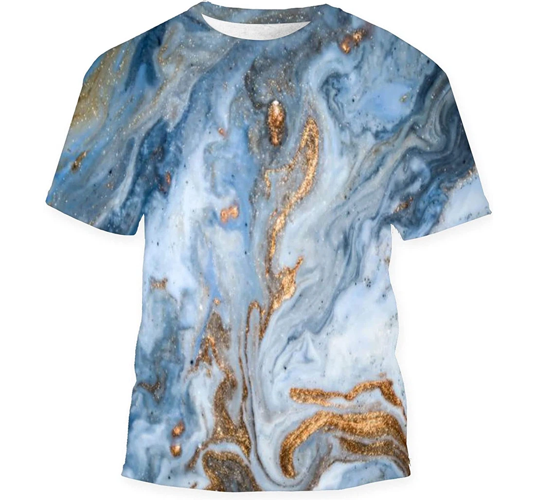 Marble Texture Eastern Technique Ebru Contemporary - 3D Printed T-shirt, Long Sleeves Shirt