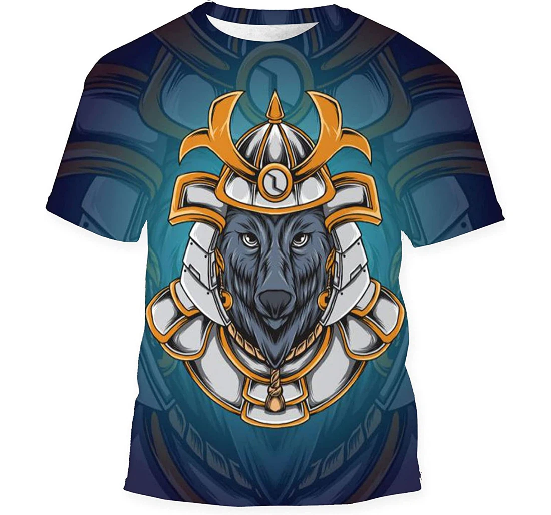 Ronin Wolf Samurai Mascot - 3D Printed T-shirt, Long Sleeves Shirt