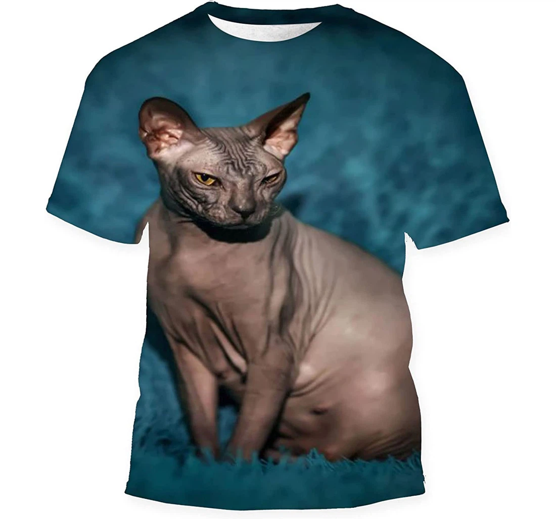 Beautiful Sphynx Cat Gray - 3D Printed T-shirt, Long Sleeves Shirt