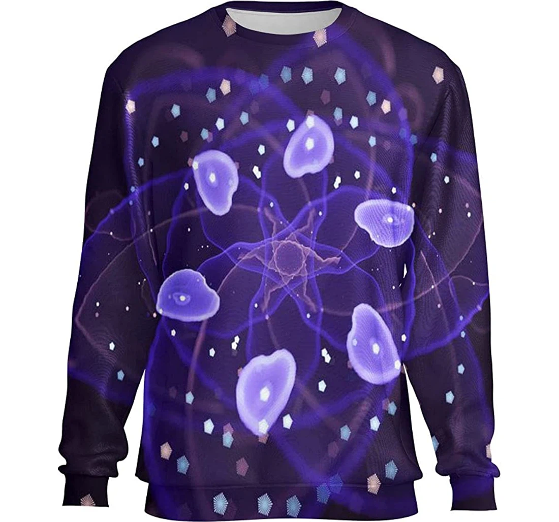 Blue Fantasy Artistic Flower Lighting Effect - 3D Printed T-shirt, Long Sleeves Shirt