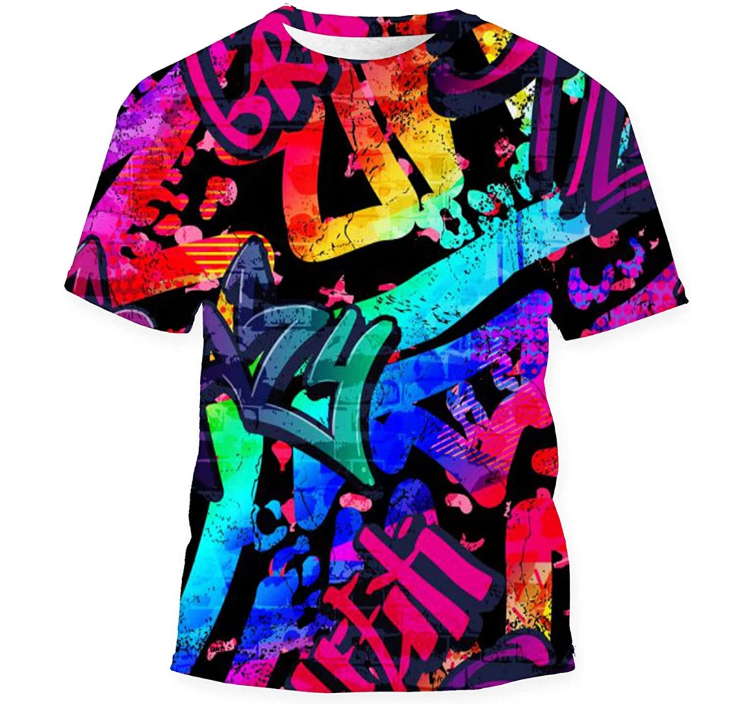 Abstract Bright Graffiti Bricks Paint - 3D Printed T-shirt, Long Sleeves Shirt