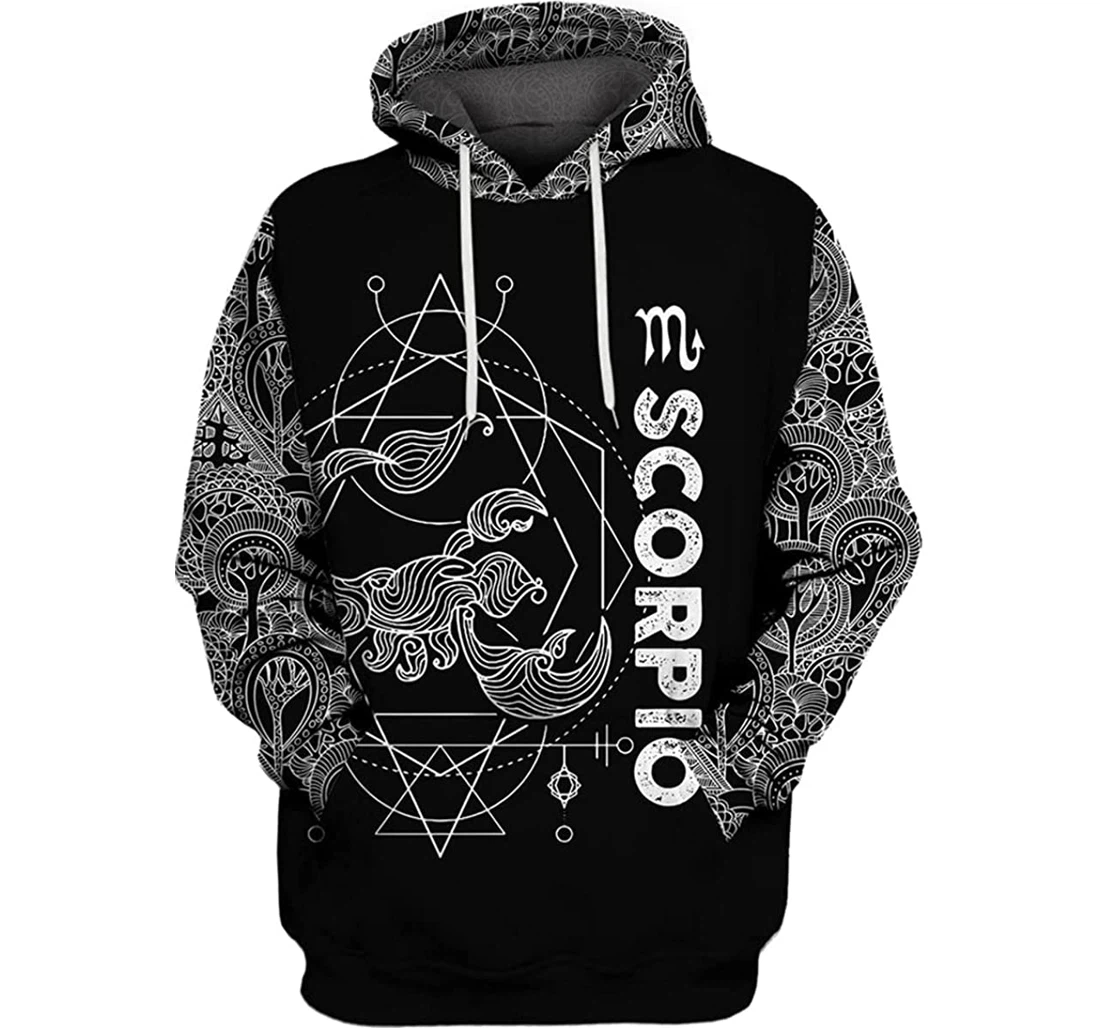 Zodiac Scorpio White - 3D Printed Pullover Hoodie