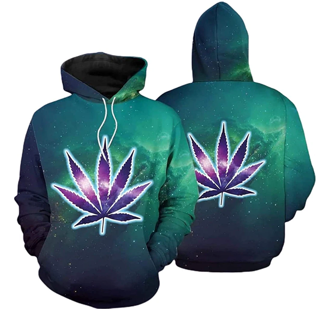 Glow Weed Space Galaxy - 3D Printed Pullover Hoodie