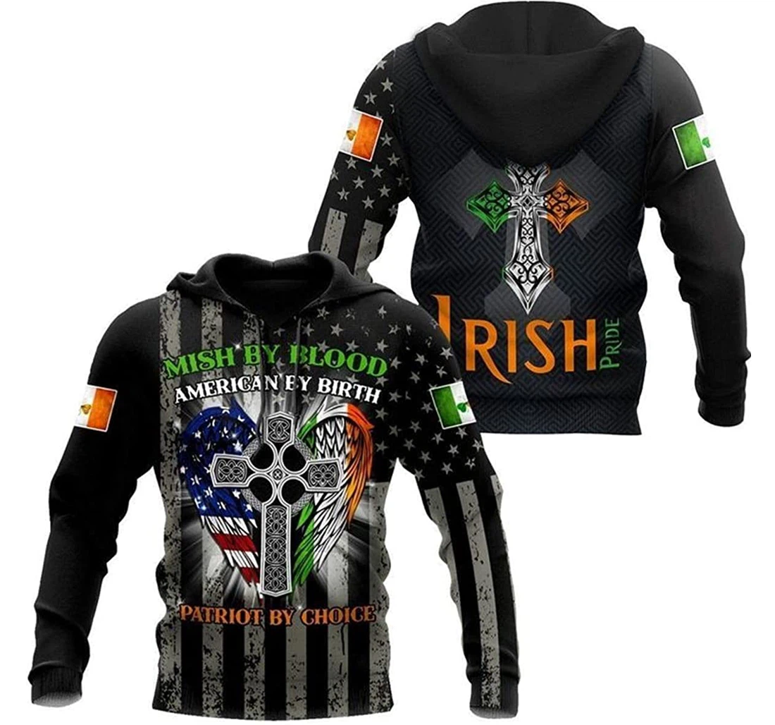 Irish St. Patrick's Day Mish By Blood Patriot By Choice - 3D Printed Pullover Hoodie