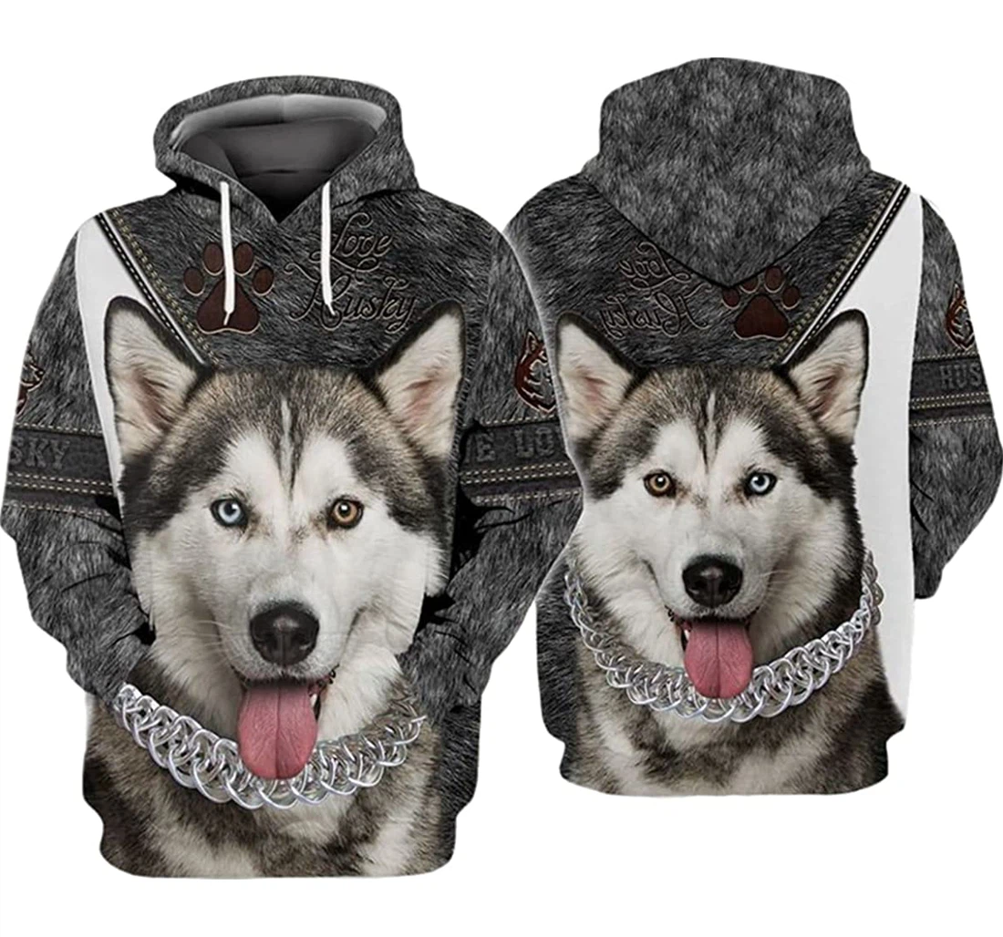 Love Cute Husky - 3D Printed Pullover Hoodie