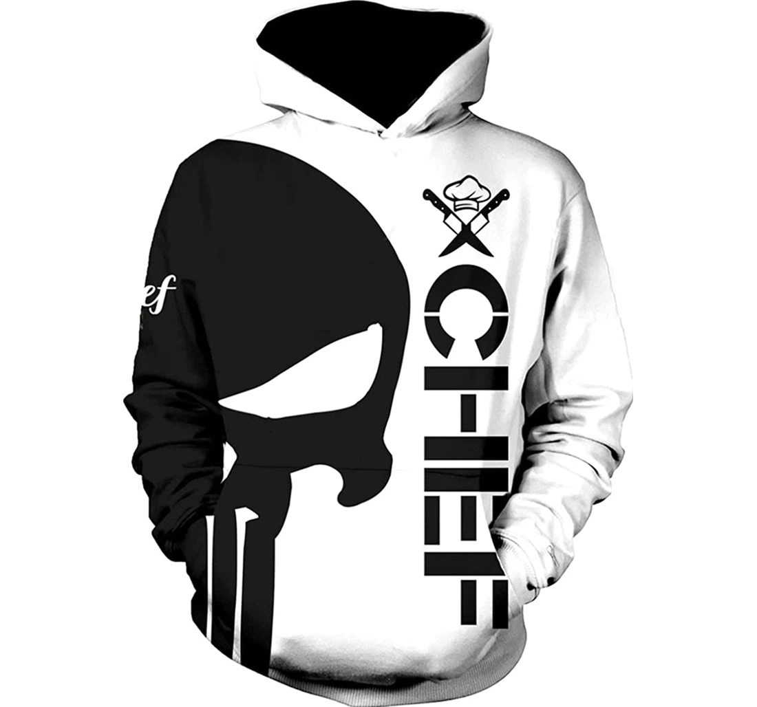Chef Skull Spartan - 3D Printed Pullover Hoodie