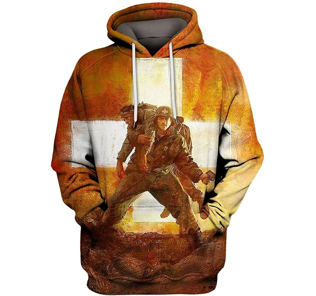 Combat Medic Man - 3D Printed Pullover Hoodie