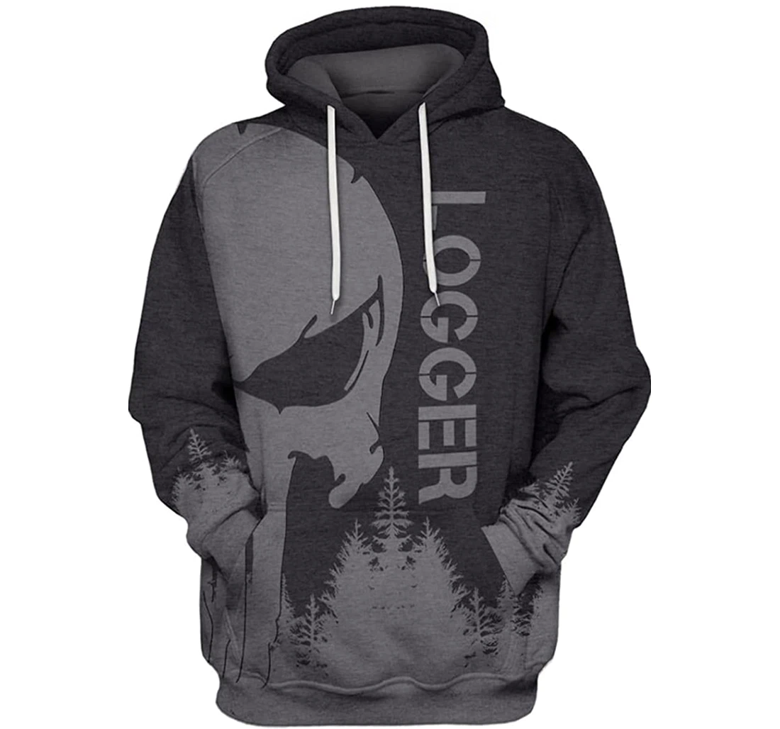 Proud To Be Logger Skull With Tools - 3D Printed Pullover Hoodie