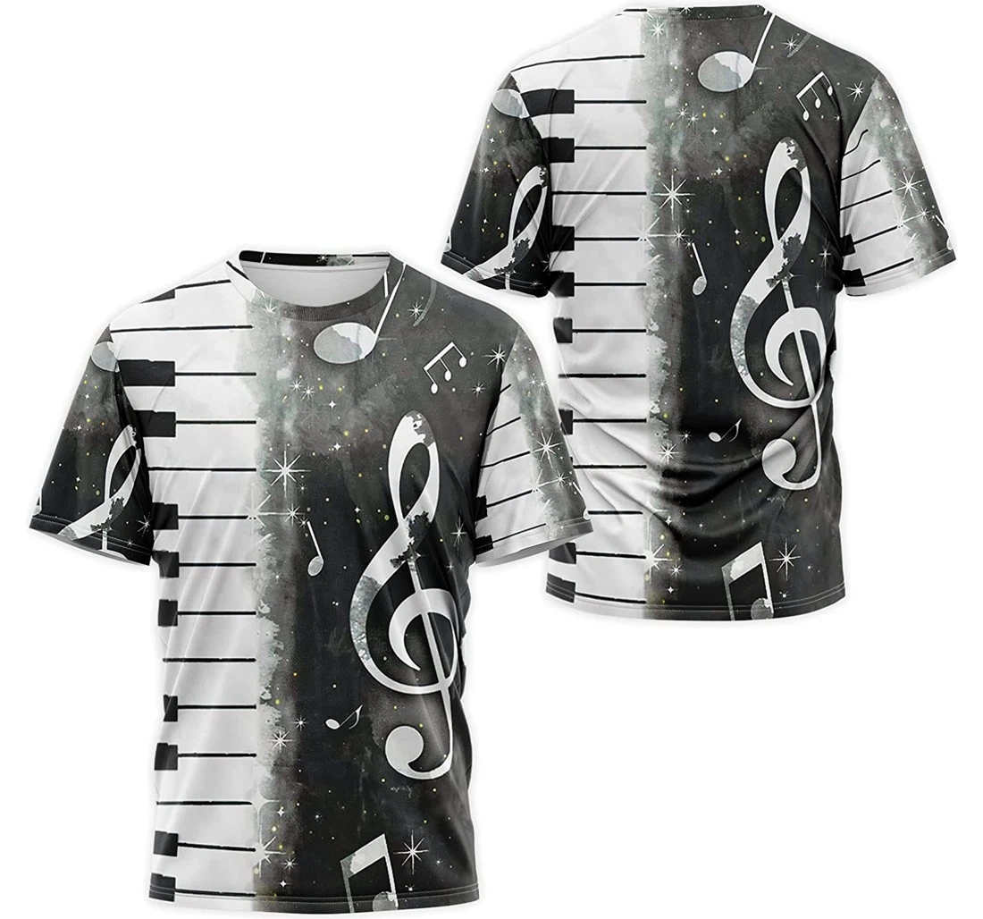 T-Shirt, Hoodie - Piano Music Note Pattern Small To Big 3D Printed