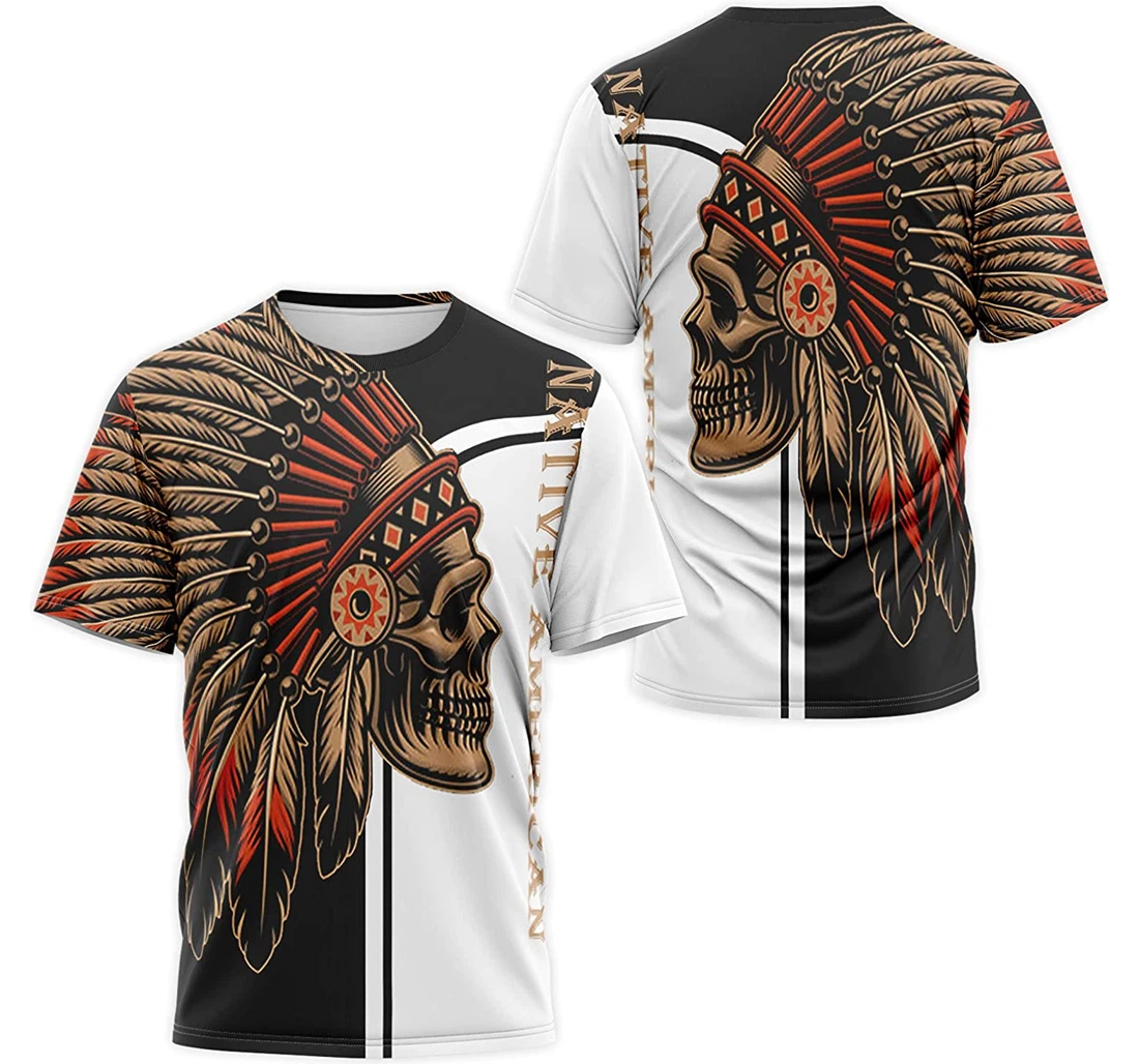 T-Shirt, Hoodie - Native American Skull Headdress Warbonnet 3 3D Printed