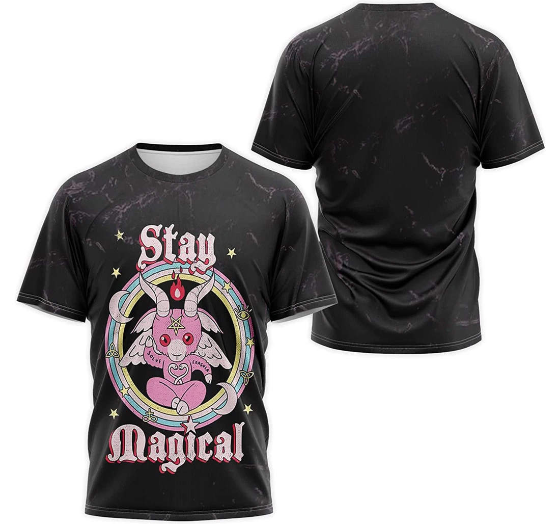 T-Shirt, Hoodie - Goat Cartoon Stay Magical Pentagram Pentacle 3D Printed