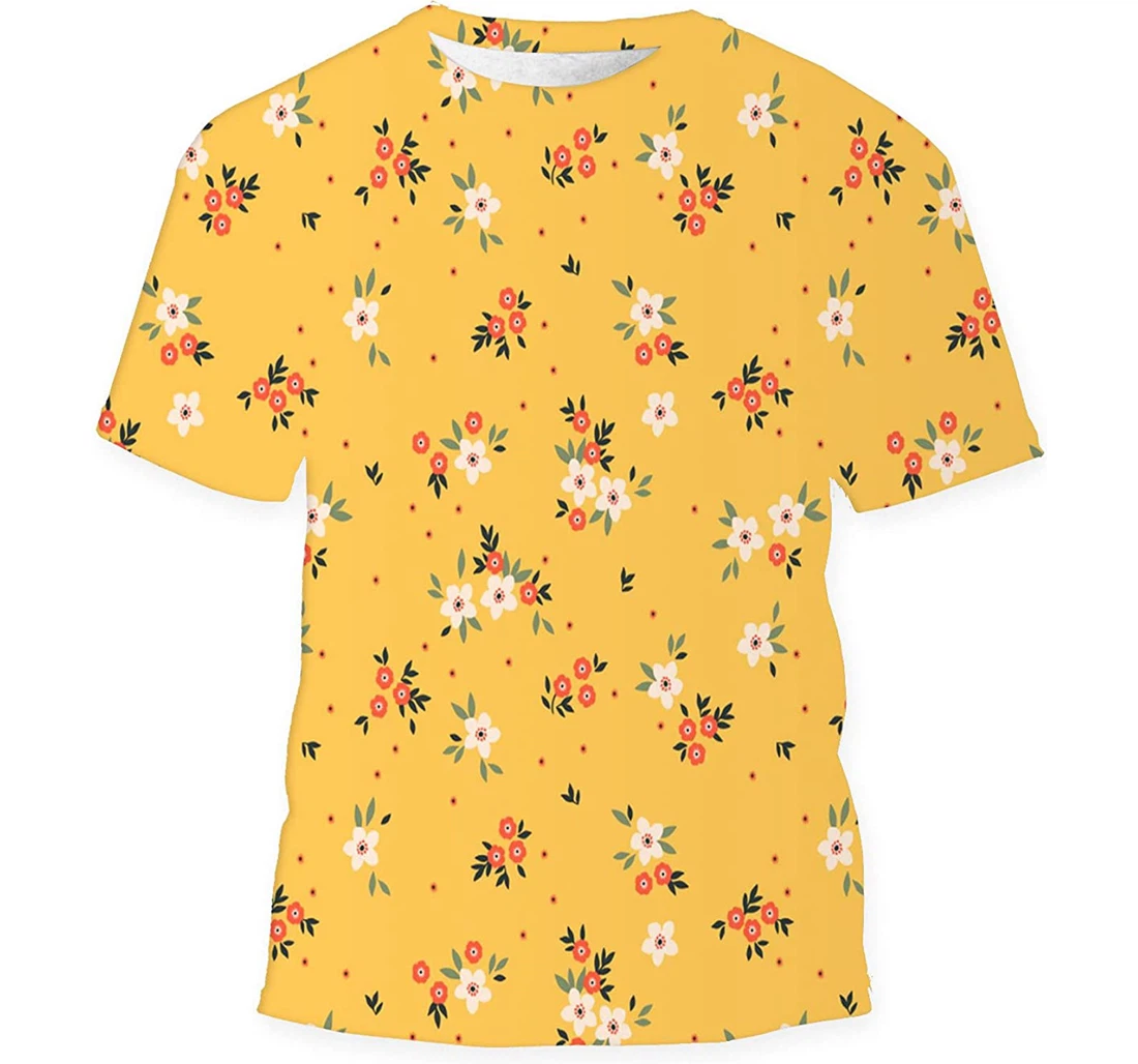 Cute Floral Small Flower Ditsy - 3D Printed T-shirt, Long Sleeves Shirt