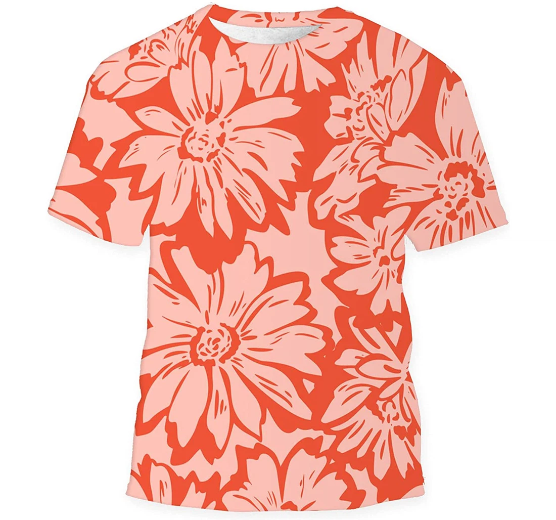 Floral Hand Drawn Large - 3D Printed T-shirt, Long Sleeves Shirt