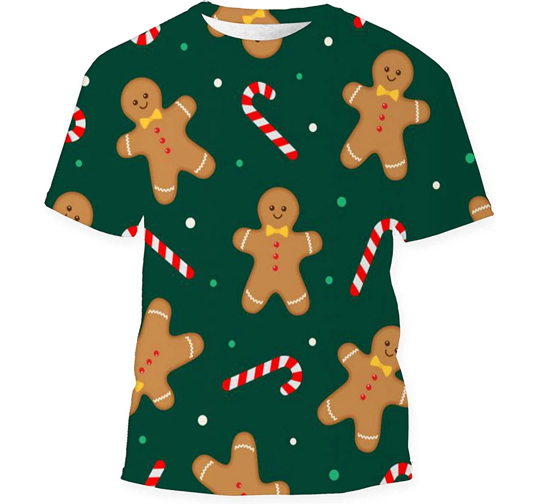 Christmas Gingerbread Man Candy - 3D Printed T-shirt, Long Sleeves Shirt