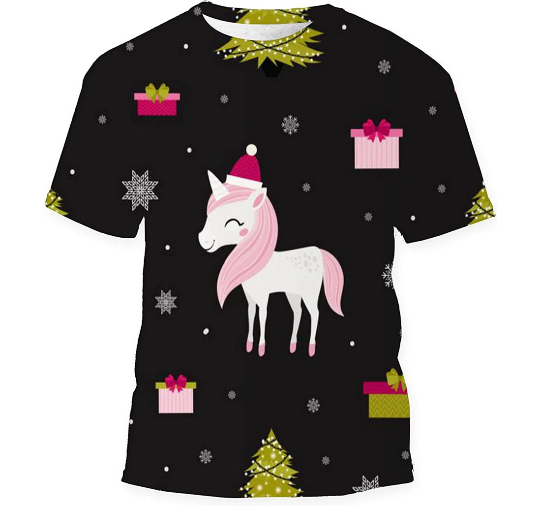 Christmas Cute Unicorn - 3D Printed T-shirt, Long Sleeves Shirt