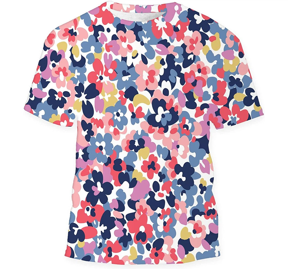 Repeatable Floral Consisting Colorful Scatter - 3D Printed T-shirt, Long Sleeves Shirt