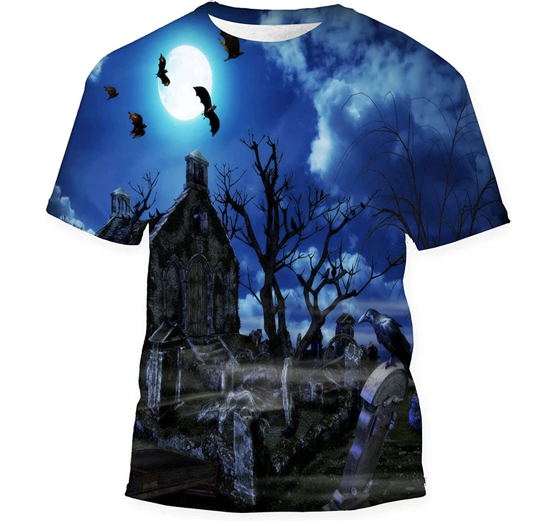 Halloween Design Background Spooky - 3D Printed T-shirt, Long Sleeves Shirt