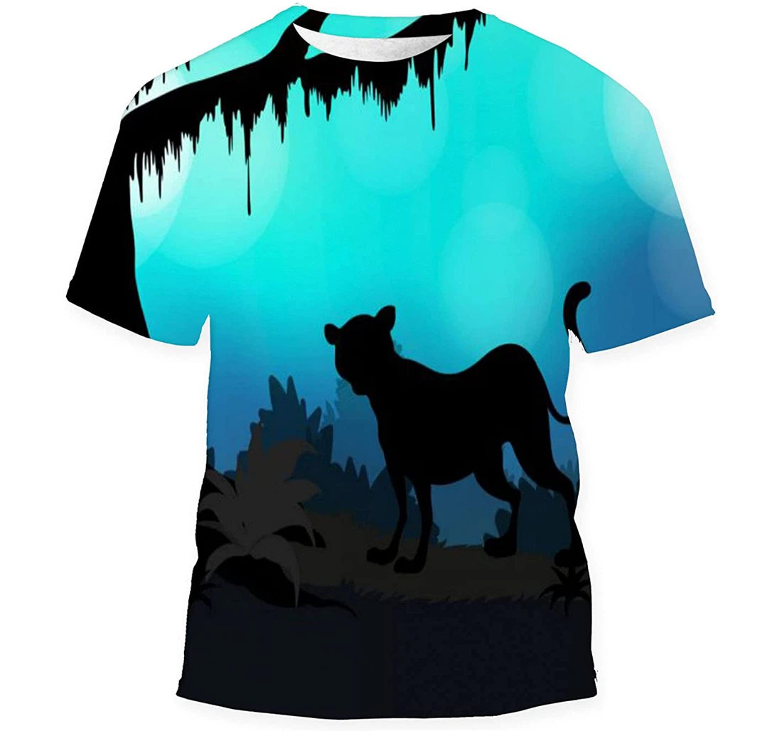 Silhouette Background Tiger Forest - 3D Printed T-shirt, Long Sleeves Shirt