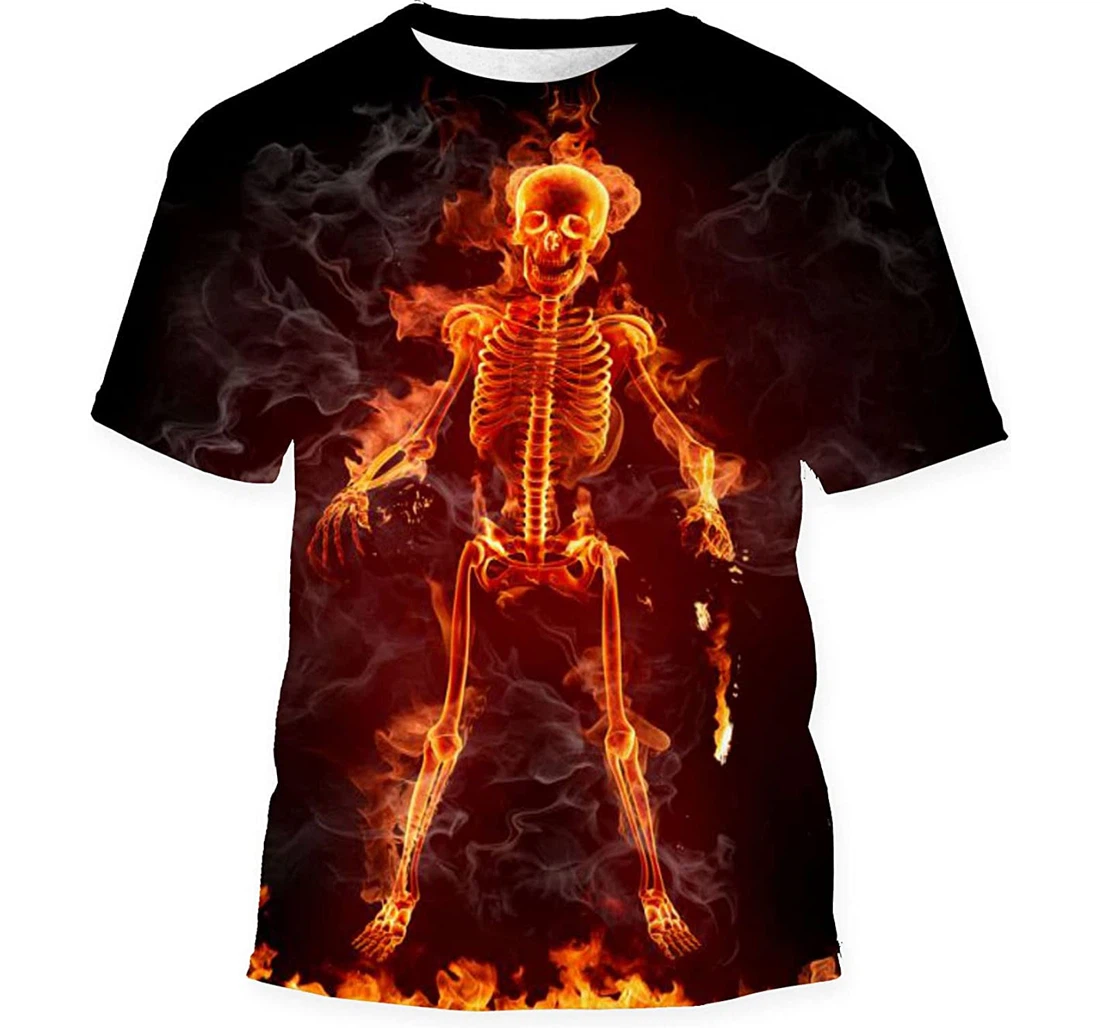 Fire Skeleton Series Fiery - 3D Printed T-shirt, Long Sleeves Shirt